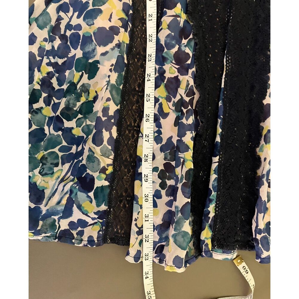 BCBGMaxAzria Jalena floral print lace detail silk sleeveless mini dress - Picture 13 of 13